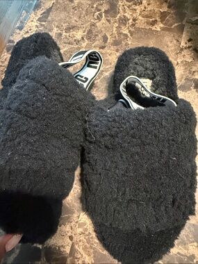 UGG Black Shearling Slide Slippers